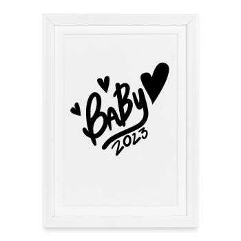 Bébé 2023 - Naissance Enceinte 2023 Grossesse - Affiche encadrée (27 × 37 cm) - blanc - Devant