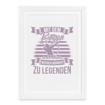 Bogenschiessen mit dem Bogen in den Händen - Gerahmtes Poster (27 × 37 cm) - Weiß - Vorne