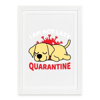 Chien mignon avec motif de quarantaine - Affiche encadrée (27 × 37 cm) - blanc - Devant