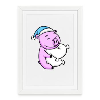 Cochon - Affiche encadrée (27 × 37 cm) - blanc - Devant