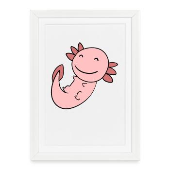 Axolotl Rose Doux - Affiche encadrée (27 × 37 cm) - blanc - Devant