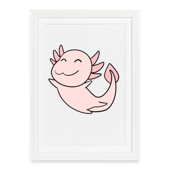 Axolotl Rose Doux - Affiche encadrée (27 × 37 cm) - blanc - Devant