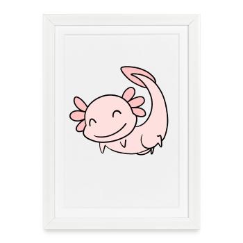 Axolotl Rose Doux - Affiche encadrée (27 × 37 cm) - blanc - Devant