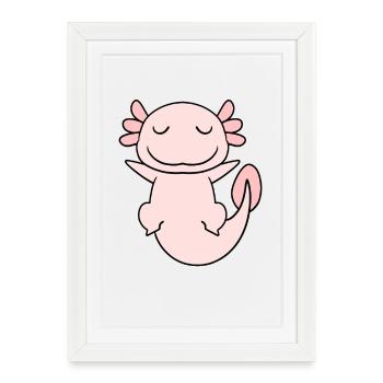 Axolotl Rose Doux - Affiche encadrée (27 × 37 cm) - blanc - Devant