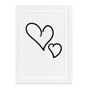Cœurs - Affiche encadrée (27 × 37 cm) - blanc - Devant