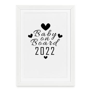 Bébé 2022 - Naissance Enceinte 2022 - Affiche encadrée (27 × 37 cm) - blanc - Devant