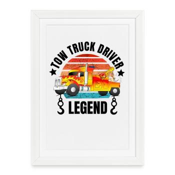 Conducteur de dépanneuse Legend Sunset - Affiche encadrée (27 × 37 cm) - blanc - Devant