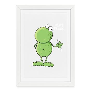 Funny Peace Frog I Frog Cartoon MODARTIS - Framed poster (27 × 37 cm) - white - Front