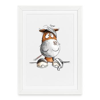 Le cheval malade avec bandage est prêt - Affiche encadrée (27 × 37 cm) - blanc - Devant