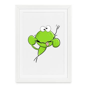 Cheeky Quak Frog I Frog Cartoon MODARTIS - Framed poster (27 × 37 cm) - white - Front