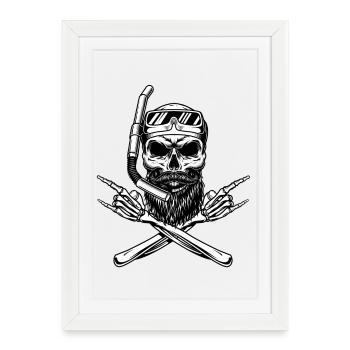 Bearded diver Fan of Rock'n Roll - Framed poster (27 × 37 cm) - white - Front