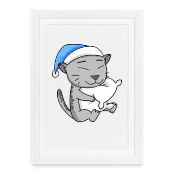 Chat Cat Race Egyptian Mau - Affiche encadrée (27 × 37 cm) - blanc - Devant