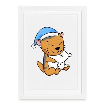 Chat Cat Race Scottish Folding Ear Cat - Affiche encadrée (27 × 37 cm) - blanc - Devant