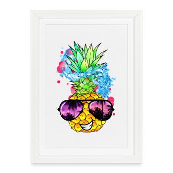 tangy pineapple fruit with face - Framed poster (27 × 37 cm) - white - Front