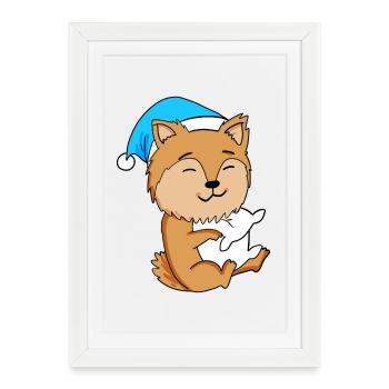 Chien de race Zwergspitz - Affiche encadrée (27 × 37 cm) - blanc - Devant
