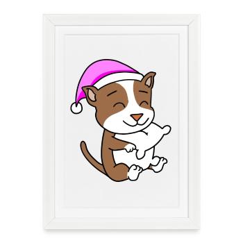 Chien Race De Chien American Staffordshire Terrier - Affiche encadrée (27 × 37 cm) - blanc - Devant