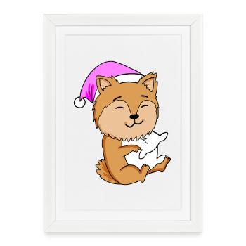 Dog dog breed Zwergspitz - Framed poster (27 × 37 cm) - white - Front