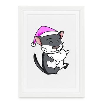 Chat Cat Race Norwegian Forest Cat - Affiche encadrée (27 × 37 cm) - blanc - Devant