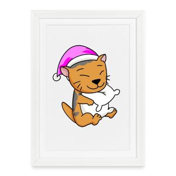 Chat Cat Race Scottish Folding Ear Cat - Affiche encadrée (27 × 37 cm) - blanc - Devant