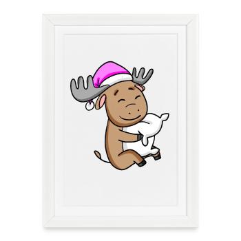 orignal doux avec oreiller et bonnet de couchage - Affiche encadrée (27 × 37 cm) - blanc - Devant