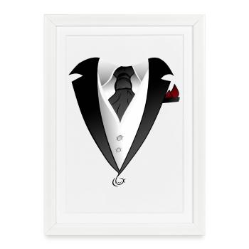 Costume avec veste cravate design - Affiche encadrée (27 × 37 cm) - blanc - Devant