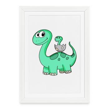 Dinosaurs with Baby Dinosaurs - Framed poster (27 × 37 cm) - white - Front