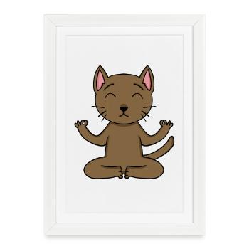 Chat de yoga Propriétaire de chat Abyssinian Cat - Affiche encadrée (27 × 37 cm) - blanc - Devant
