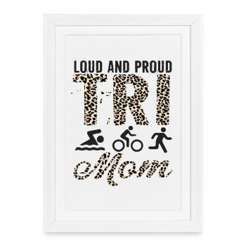 Triathlète Tri Mom bruyante et fière - Affiche encadrée (27 × 37 cm) - blanc - Devant