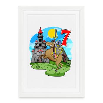 Knight 7th Birthday 7 Years Young Gift - Framed poster (27 × 37 cm) - white - Front
