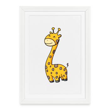 Drôle drôle de girafe - Affiche encadrée (27 × 37 cm) - blanc - Devant