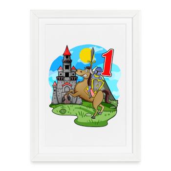 Chevalier 1er anniversaire 1 ans Jeune Cadeau - Affiche encadrée (27 × 37 cm) - blanc - Devant