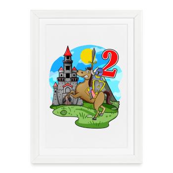 Chevalier 2ème anniversaire 2 ans Jeune cadeau - Affiche encadrée (27 × 37 cm) - blanc - Devant