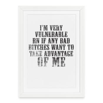 Je suis très vulnérable IA - Affiche encadrée (27 × 37 cm) - blanc - Devant