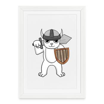 Ours Viking - Affiche encadrée (27 × 37 cm) - blanc - Devant