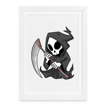 Grim Reaper with Scythe - Framed poster (27 × 37 cm) - white - Front
