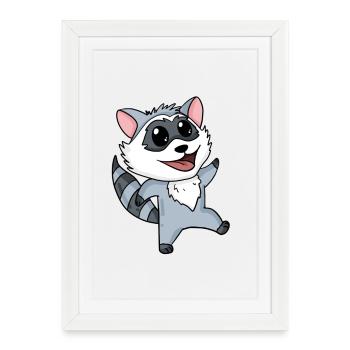 Motif raton laveur Tout-petit Enfants - Affiche encadrée (27 × 37 cm) - blanc - Devant