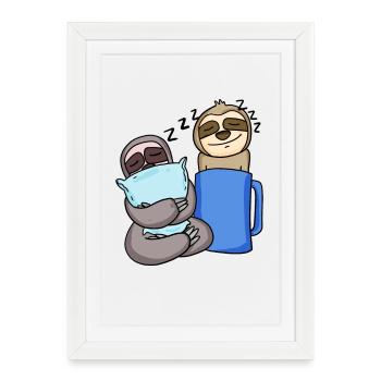 Paresseux Paresseux Sleeping Coffee - Affiche encadrée (27 × 37 cm) - blanc - Devant