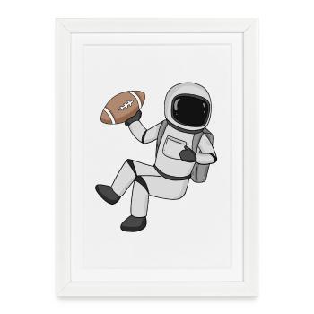 Astronaute Football Américain - Affiche encadrée (27 × 37 cm) - blanc - Devant