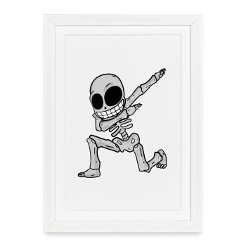 Dabbing de squelette - Affiche encadrée (27 × 37 cm) - blanc - Devant