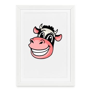Head Animal Cow - Framed poster (27 × 37 cm) - white - Front