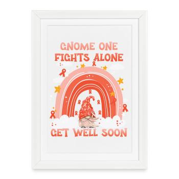 Gnome One combat seul sensibilisation à la leucémie - Affiche encadrée (27 × 37 cm) - blanc - Devant