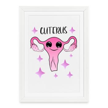 Cuterus - utérus mignon - Affiche encadrée (27 × 37 cm) - blanc - Devant
