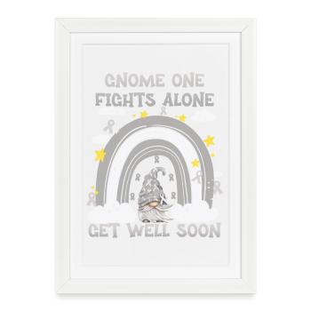 Gnome One Fights Alone Brain Cancer - Framed poster (27 × 37 cm) - white - Front