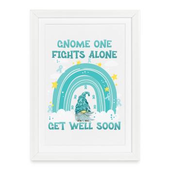 Gnome One combat seul le cancer de l’ovaire - Affiche encadrée (27 × 37 cm) - blanc - Devant