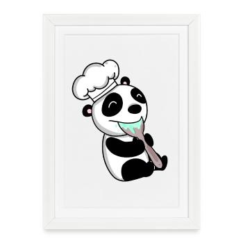 Panda Chef Cute - Framed poster (27 × 37 cm) - white - Front