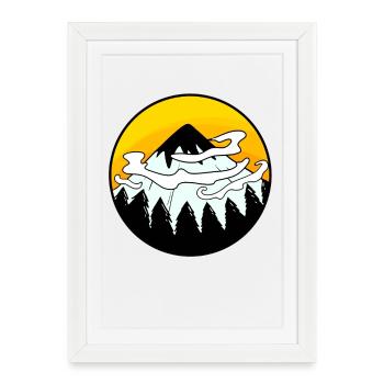 Montagnes Montagnes Sommets de montagne - Affiche encadrée (27 × 37 cm) - blanc - Devant