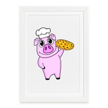 Pizza Maker Pizza Chef Pork Italian - Framed poster (27 × 37 cm) - white - Front