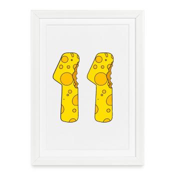 Fromage 11 ans - Cadeau 11e anniversaire - Affiche encadrée (27 × 37 cm) - blanc - Devant