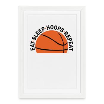 Manger des cerceaux de sommeil Répéter le basketball - Affiche encadrée (27 × 37 cm) - blanc - Devant
