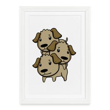 Chiens mignons - Affiche encadrée (27 × 37 cm) - blanc - Devant